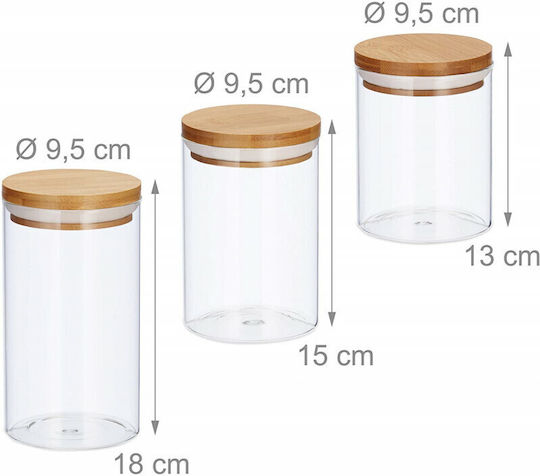 Relaxdays Relaxdays Set 3 Stück Allgemeine Verwendung Glas Transparent 1000ml 3 Stück