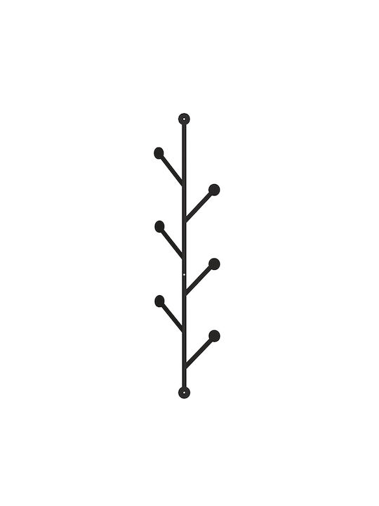 Asir Group Agățătoare De Perete Metalică Cu 6 Compartimente Neagră 22x5x94cm