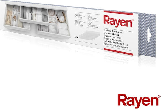 Rayen Πλαστικό Διαχωριστικό Συρταριών σε Λευκό Χρώμα 49.5x10cm 5τμχ