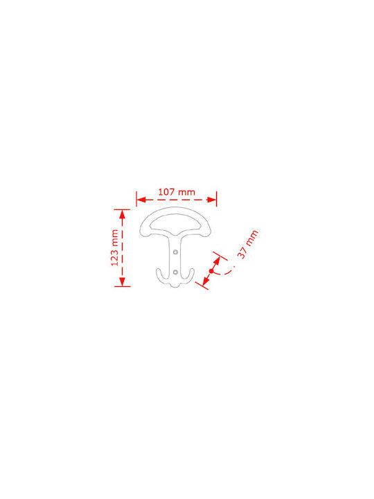 Viobrass Wandhaken 2 Steckplätze 12.3x3.7x12.3cm 1Stück