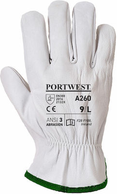 Portwest Leather Safety Gloves Driver White