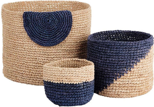 Butlers Coș decorativ Din paie Blue 7.5x7.5buc