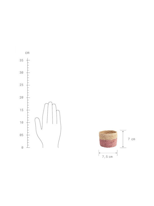 Butlers Διακοσμητικό Καλάθι Ψάθινο Ροζ 7.5x7.5εκ.