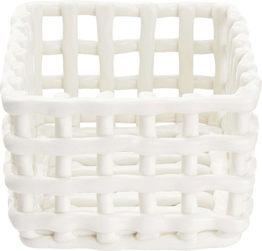 Butlers Coș decorativ Din paie cu mânere White 20x16buc