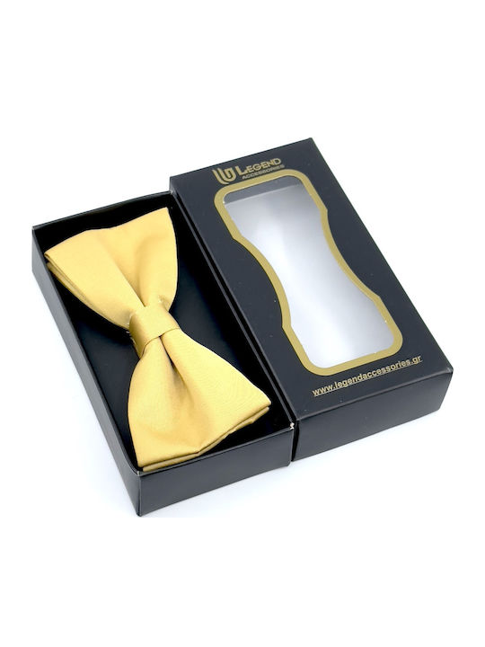 Legend Accessories Σετ Υφασμάτινo Παπιγιόν με Μαντήλι Χρυσό