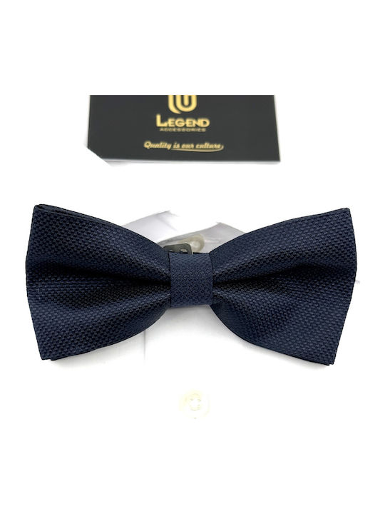 Legend Accessories Σετ Υφασμάτινo Παπιγιόν με Μαντήλι Navy Μπλε