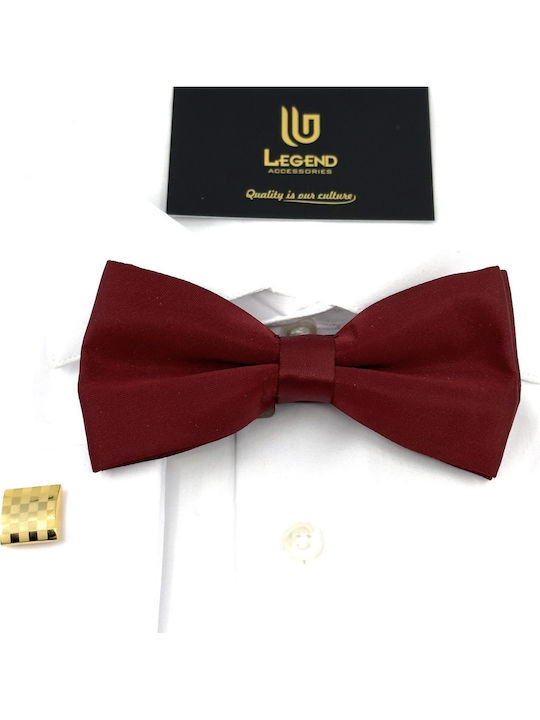 Legend Accessories Σετ Υφασμάτινo Παπιγιόν με Μαντήλι Μπορντό