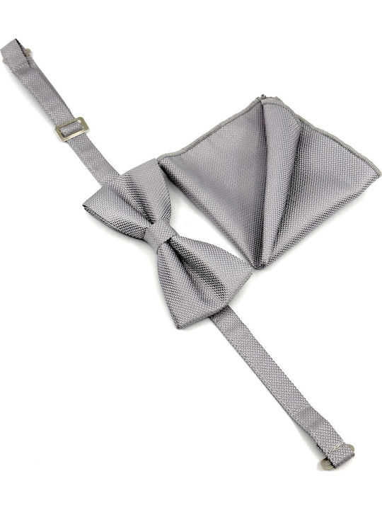 Legend Accessories Комплект Папионка с кърпа Сребрист