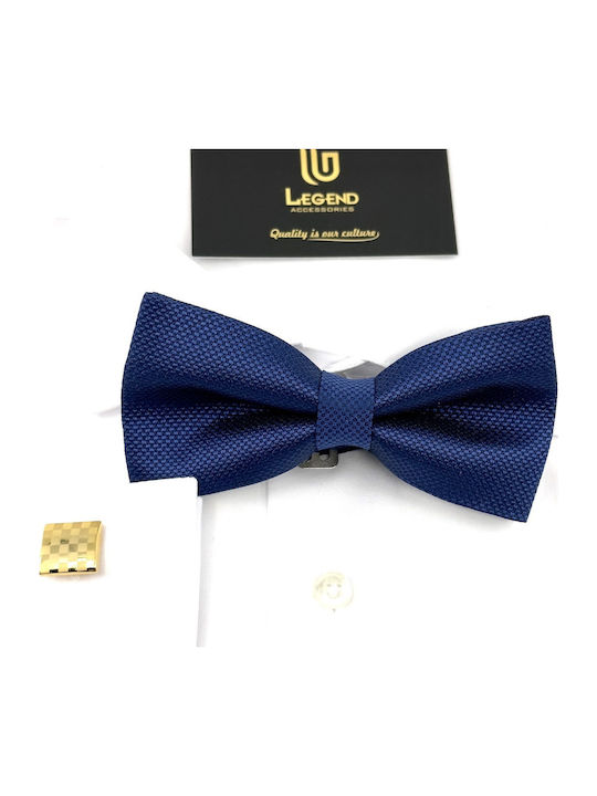 Legend Accessories Σετ Υφασμάτινo Παπιγιόν με Μαντήλι Μπλε