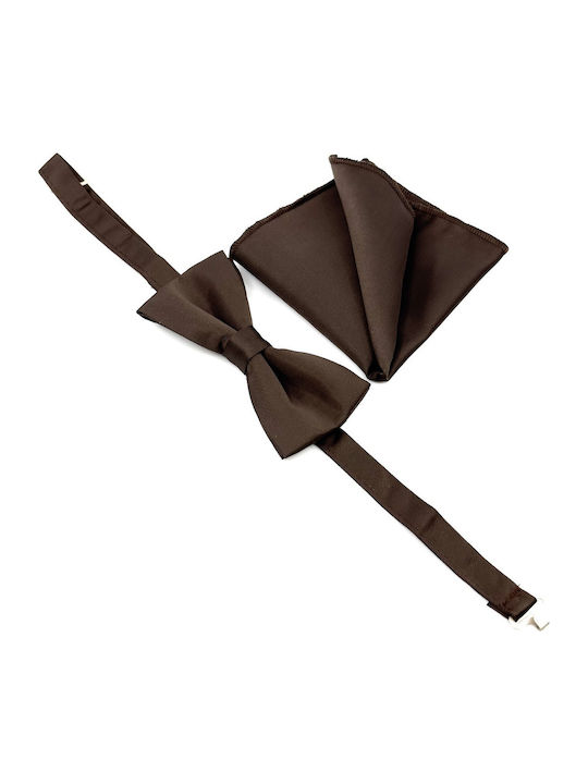 Legend Accessories Bow Tie Set with Pochette Brown