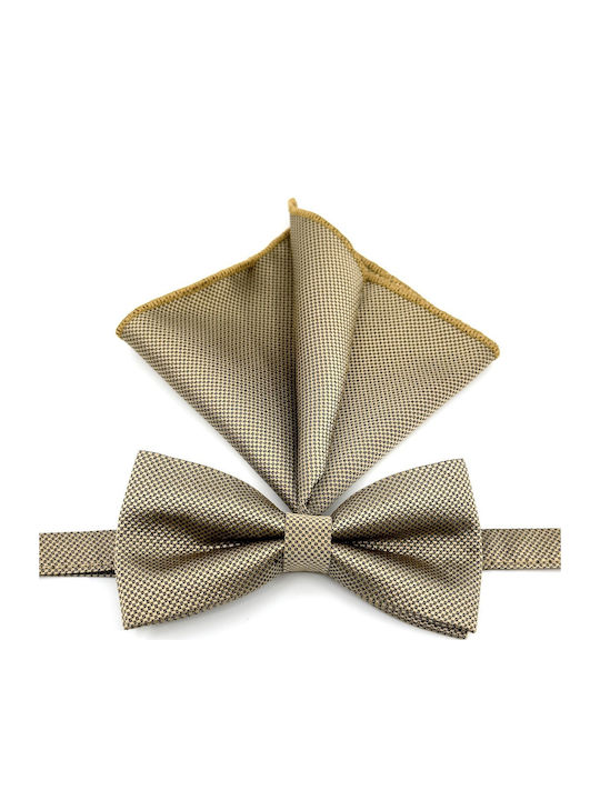 Legend Accessories Bow Tie Set with Pochette Beige