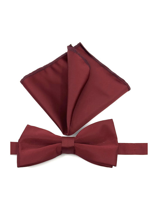 Legend Accessories Σετ Υφασμάτινo Παπιγιόν με Μαντήλι Μπορντό