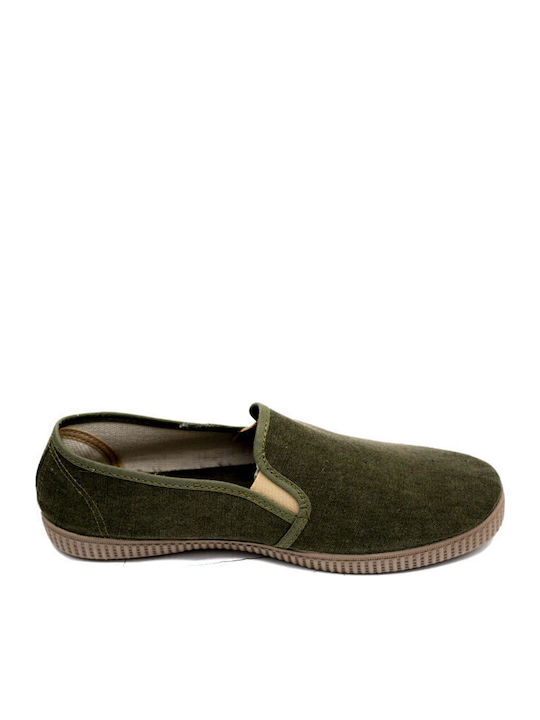 Stoff Herren Slip-Ons Grün