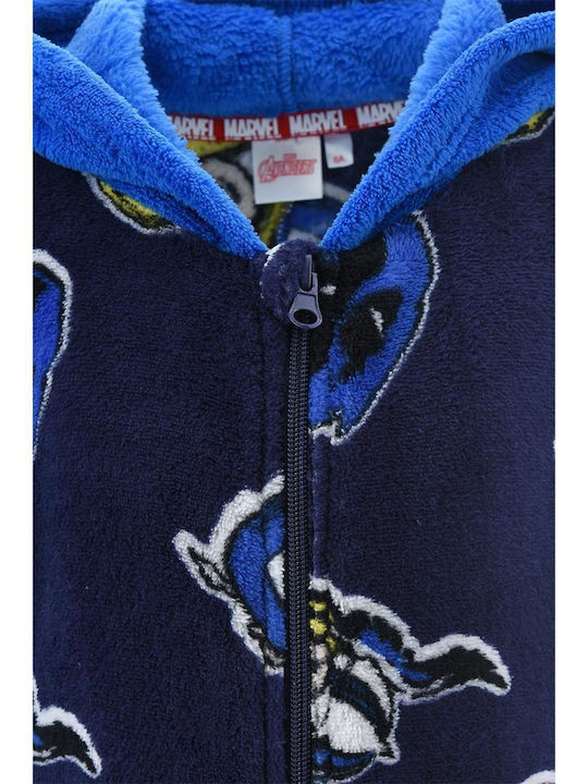 Marvel Παιδική Πιτζάμα Ολόσωμη Χειμωνιάτικη Fleece Μπλε