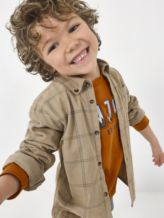 Mayoral Kids Checked Shirt Beige