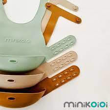 Minikoioi Waterproof Bib Silicone with Pocket Green for 6 m+