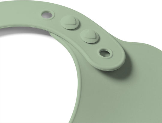 Babyono Green Feet Waterproof Bib Silicone with Button & Pocket Green for 6 m+