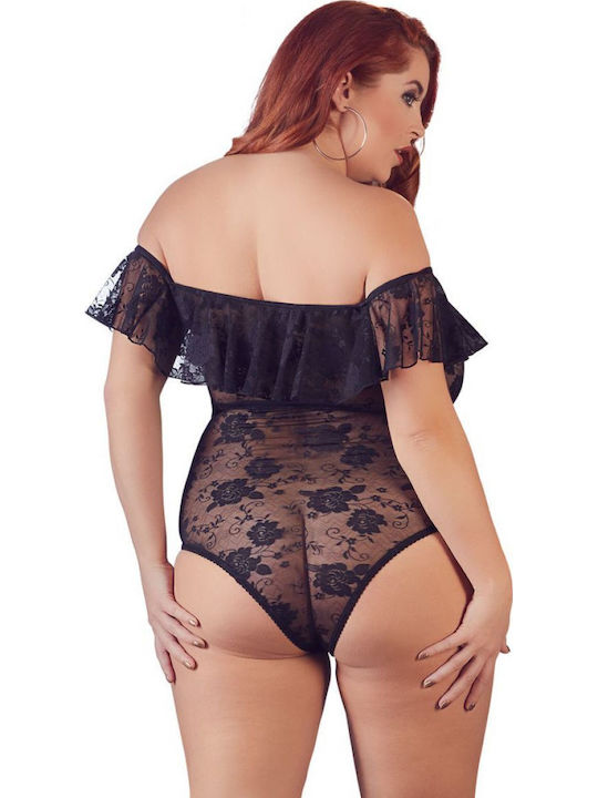Plus Size Sexy Κορμάκι με Δαντέλα Μαύρο