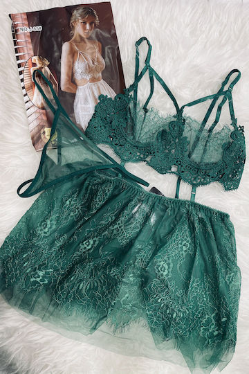 La Lolita Amsterdam Set Sexy Nightgown with Lace and Transparency Red