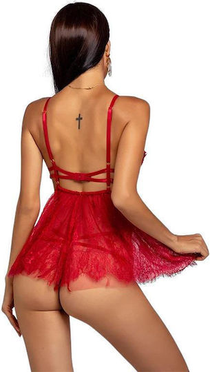 La Lolita Amsterdam Set Sexy Nightgown with Lace and Transparency Pink