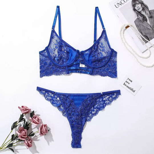 La Lolita Amsterdam Sexy Σετ Εσωρούχων με Δαντέλα Μπλε