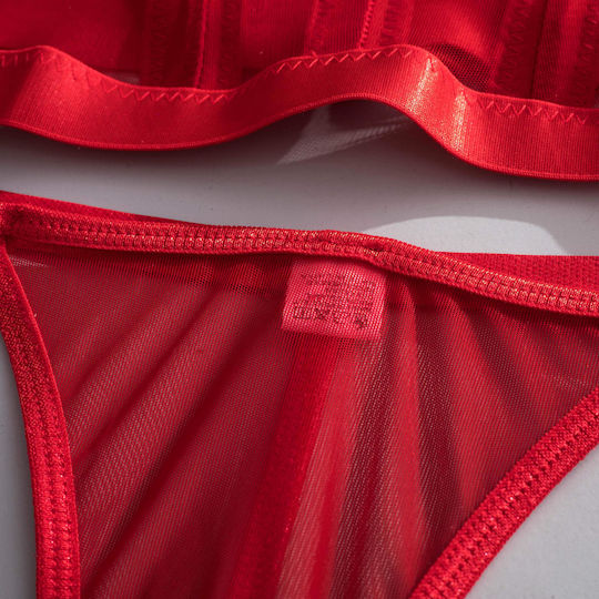 La Lolita Amsterdam Σετ Sexy Babydoll με Διαφάνεια Κόκκινο