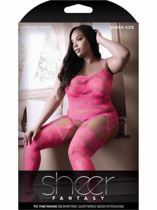Fantasy Lingerie Catsuit Ολόσωμο Καλσόν με Ανοιχτό Καβάλο Ροζ