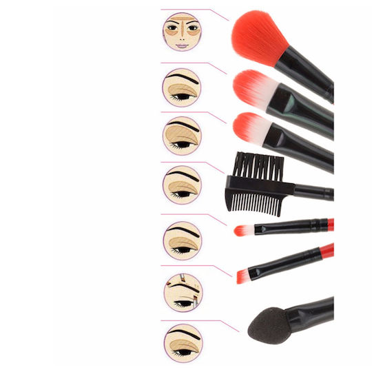 Professional Set with Makeup Brushes made of Synthetic Hair 7pcs