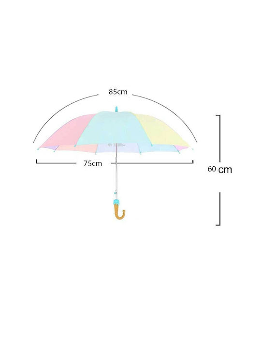 Umbrelă pentru copii Mâner curbat automată Roz cu diametrul de 75cm.