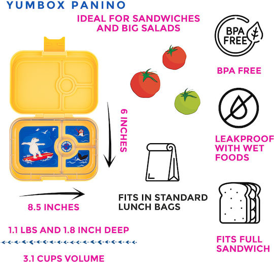 Yumbox Plastic Kids' Food Container Yellow
