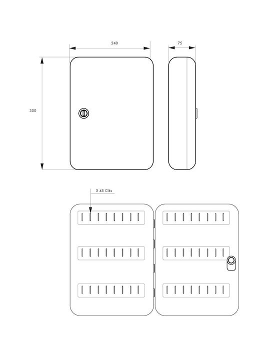 Thirard Wall Key Hook Metallic 45 Hooks With Lock 300x75cm