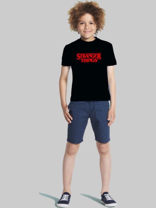 Kinder-T-Shirt Schwarz Stranger things