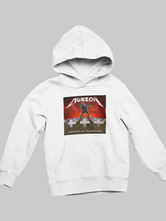 Kinder-Sweatshirt mit Kapuze und Taschen Weiß