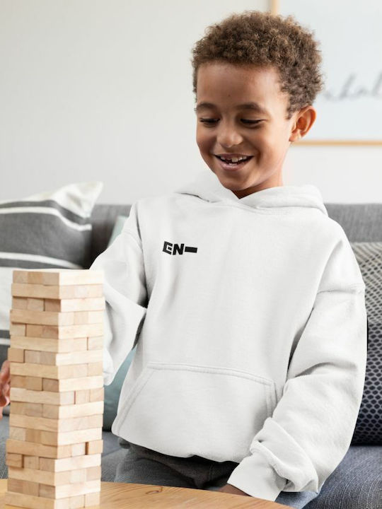 TKT Kids Sweatshirt with Hood and Pocket White