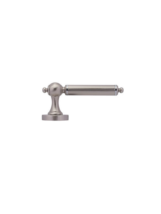 Convex Lever Middle Door with Rosette 5535-CO-1925-RO-RAY Pair with Rosette Silver