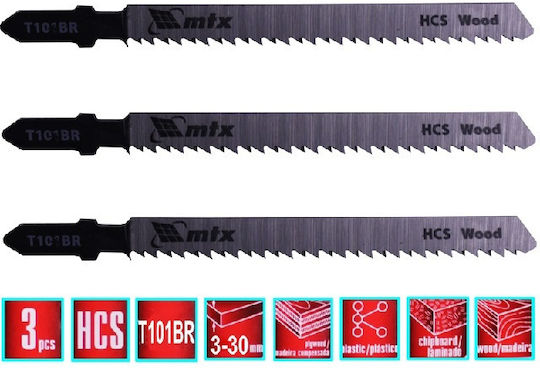 MTX Jig Saw Blade for Wood 75mm 3pcs 782039