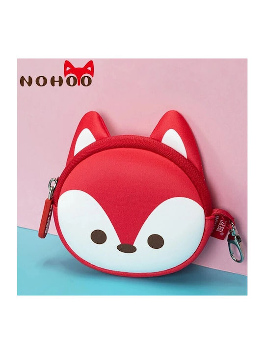 NOHOO Fabric Coins Wallet for Girls with Zipper and Keychain Red NHW011-1