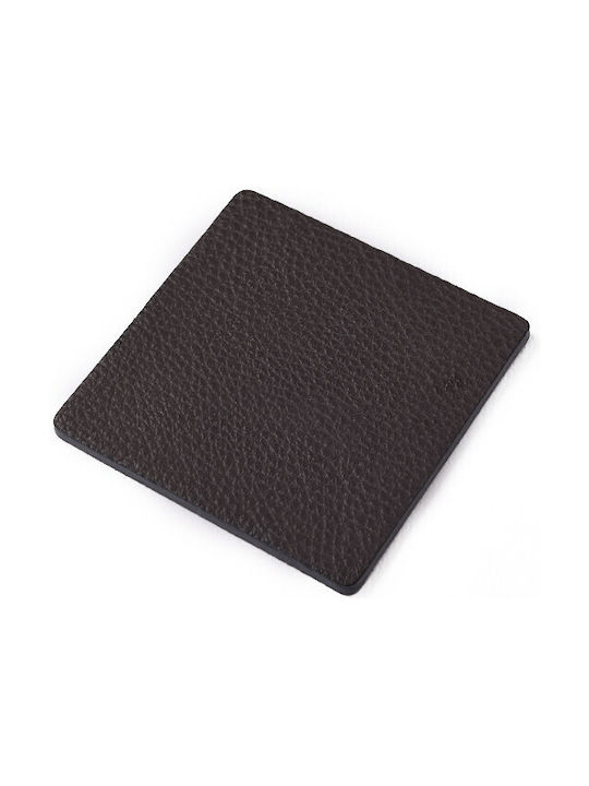 BagCity PU Brown Coasters with Stand 6pcs