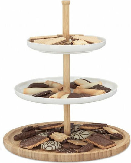Relaxdays Hölzernes Etagere 3 Etagen Weiß Ø30xH36cm W25xL25xH36cm 1Stück Relaxdays Hölzernes Etagere 3 Etagen Weiß Ø30xH36cm W25xL25xH36cm 1Stück