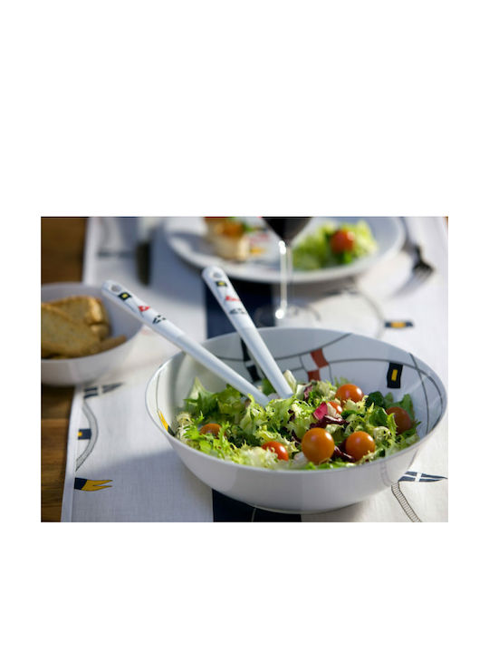 Marine Business Melamine Salad Bowl with Salad Spoons White 28x28cm 3pcs