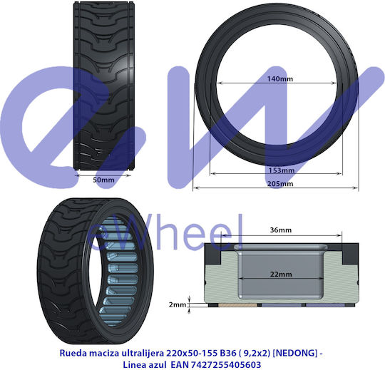 Ewheels Tire for Electric Scooter Xiaomi in Red Color 44779