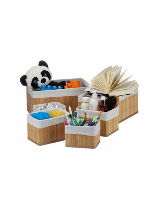 Relaxdays Καλάθι Αποθήκευσης Bamboo Καφέ 1.4lt 6τμχ