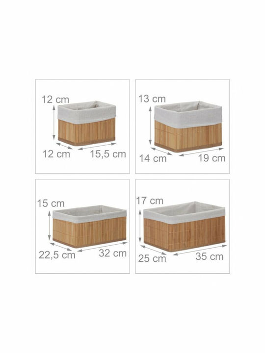 Relaxdays Καλάθι Αποθήκευσης Bamboo Καφέ 1.4lt 6τμχ