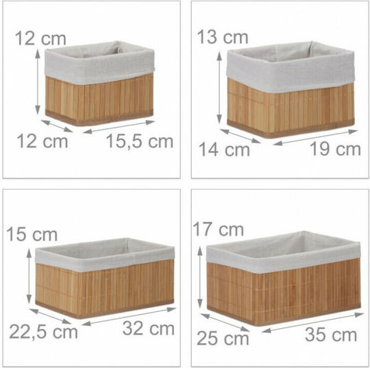 Relaxdays Coș de Depozitare Bambus Maro 1.4lt 6buc