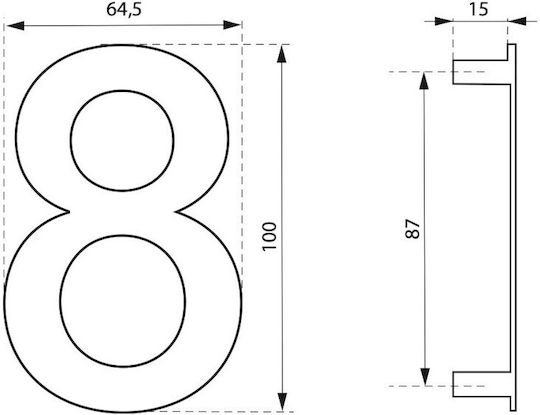 Thirard Πινακίδα με Αριθμό 8 σε Ασημί Χρώμα 10cm 00067558