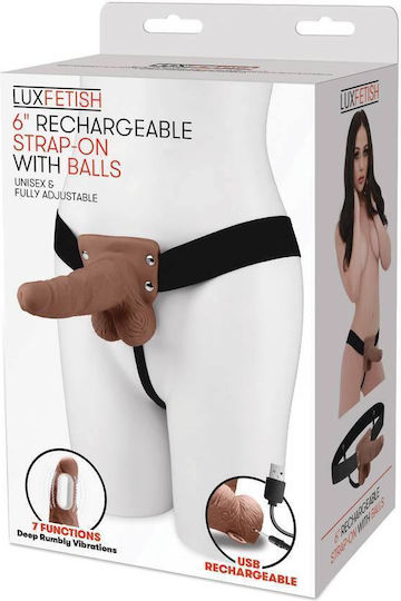 Lux Fetish Harnașament cu Dildo în Culoare Maro