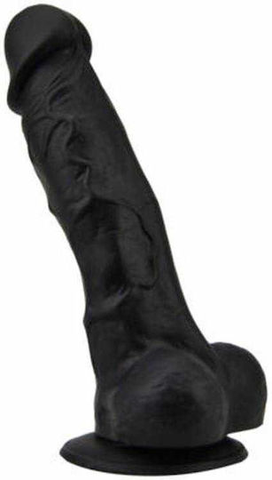 Loving Joy Ρεαλιστικό Dildo με Όρχεις και Βεντούζα Μαύρο 18cm
