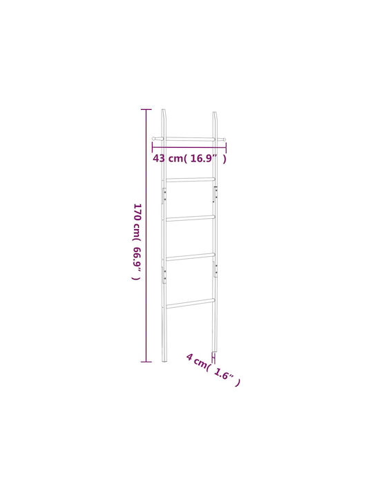 vidaXL Σκάλα Μπάνιου Μονή Επιτοίχια ​43x170cm Ασημί