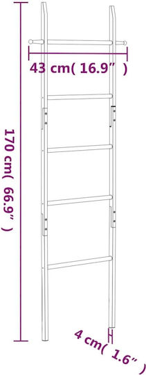 vidaXL Single Wall-Mounted Bathroom Ladder ​43x170cm Silver