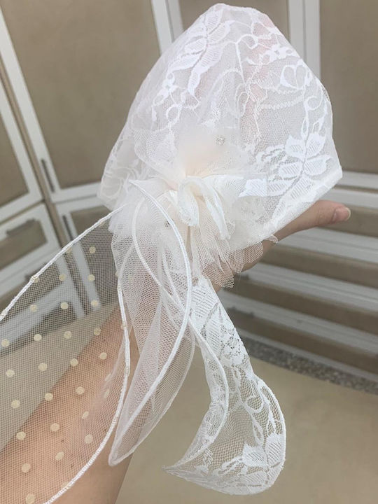 Nst Nastasia White Baptism Hair Accessory made of Lace